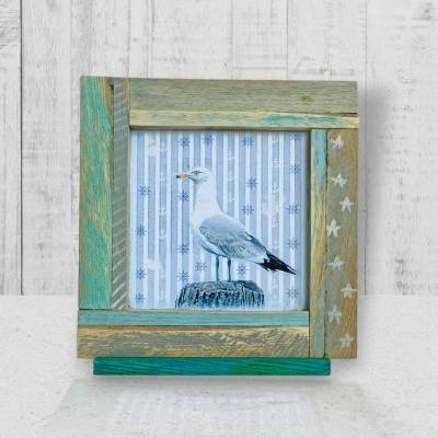 Ostseeliebe, MÖWE - maritime Wanddeko Bild Shabby Chic Bilderrahmen Altholz handgemacht upcycling Unikat kaufen