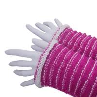 Pulswärmer handgestrickt Merino pink weiß gestreift - Damen - Einheitsgröße - Modell 56 Bild 3