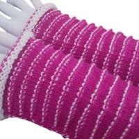 Pulswärmer handgestrickt Merino pink weiß gestreift - Damen - Einheitsgröße - Modell 56 Bild 4