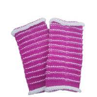 Pulswärmer handgestrickt Merino pink weiß gestreift - Damen - Einheitsgröße - Modell 56 Bild 5
