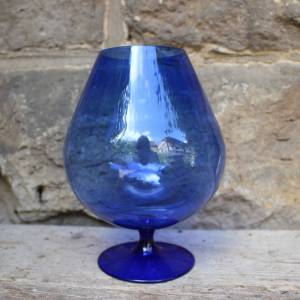 kobaltblauer Kelch Anbietschale Vase Dekoration Glas Lauscha 60er 70er Jahre DDR Bild 1