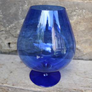 kobaltblauer Kelch Anbietschale Vase Dekoration Glas Lauscha 60er 70er Jahre DDR Bild 3
