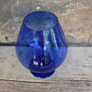 kobaltblauer Kelch Anbietschale Vase Dekoration Glas Lauscha 60er 70er Jahre DDR Bild 5