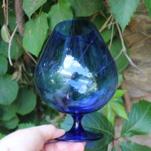 kobaltblauer Kelch Anbietschale Vase Dekoration Glas Lauscha 60er 70er Jahre DDR Bild 6