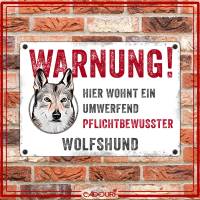 Hundeschild WARNUNG! mit Wolfshund, wetterbeständiges Warnschild Bild 2
