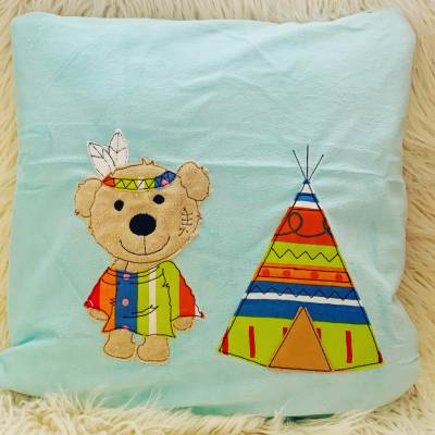 Stickdatei Doodle Teddy Indianer mit Zelt, Bär Applikation, Set 751 Stickmuster