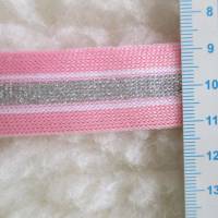 Seitenstreifen Seitenband Galonband Elastikband Lurex rosa/silber Breite 25 mm (1m/2,50 €) Bild 2