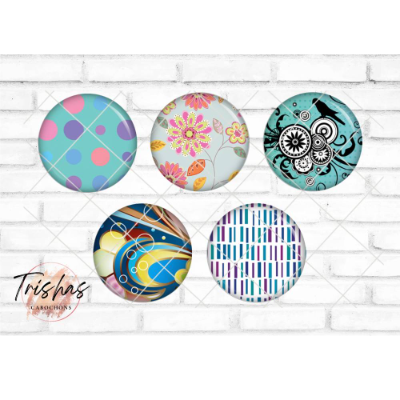 Glas Cabochon mit Motiv Floral Blumig Muster Rabe blau weiß, Fotocabochon, Handmade Cabochon, verschiedene Größen, Motiv