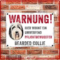 Hundeschild WARNUNG! mit Bearded Collie, wetterbeständiges Warnschild Bild 2