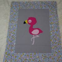 Krabbeldecke Patchwork mit appliziertem Flamingo Bild 7