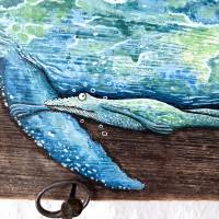 Der Blauwal-Pilotfrosch, Gigant der Meere, Schlüsselbrett, Schlüssel, Wal, Blauwal, Aufbewahrung, Upcycling, Treibholz Bild 4