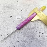 Häkelnadel mit kunstvollem Griff aus Polymer Clay metallic 3mm oder 3,5mm Stärke Handmade Fimo Häkelnadel Unikat Bild 5
