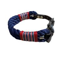 Hundehalsband 30 mm, Tauhalsband, verstellbar, dunkelblau, rot, weiß, Verschluss Leder und Schnalle, edel und hochwertig Bild 2