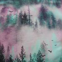 17.- Euro/Meter, Sommersweat, Wald im Nebel, Rosa/Pink, 180 cm breit Bild 1