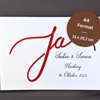 Personalisiertes Hochzeitsgeschenk -Ja gesagt -Geldgeschenk zur Hochzeit -Hochzeitsrahmen mit Namen,Hochzeitsdatum & Ort Bild 3