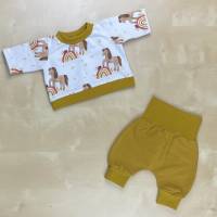 Puppenkleidung 43cm Puppe; Puppenoutfit Pferde und Regenbögen; Kleidungsset Shirt & Hose Bild 1