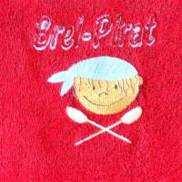 Kindergästehandtuch Brei-Pirat in rot bestickt von Hobbyhaus Bild 4