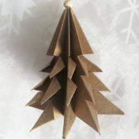 4 Baumanhänger Origami Tannenbäume aus Kraftpapier, Weihnachten, Advent, Fest, Anhänger Bild 3
