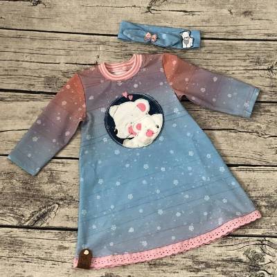 zauberhaftes Kleidchen gr.68 mit passendem Stirnband Eisbär liebe