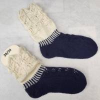zweifarbig handgestrickte Socken Gr. 38/39 Bild 1