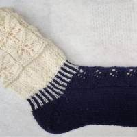 zweifarbig handgestrickte Socken Gr. 38/39 Bild 2