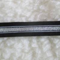 Seitenstreifen Seitenband Galonband Elastikband Lurex schwarz/silber Breite 25 mm (1m/2,50 €) Bild 1