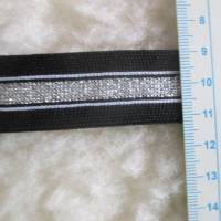 Seitenstreifen Seitenband Galonband Elastikband Lurex schwarz/silber Breite 25 mm (1m/2,50 €) Bild 2