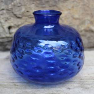 filigrane Vase Blau Glas mundgeblasen Lauscha 60er Jahre Vintage DDR Bild 1