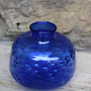 filigrane Vase Blau Glas mundgeblasen Lauscha 60er Jahre Vintage DDR Bild 2