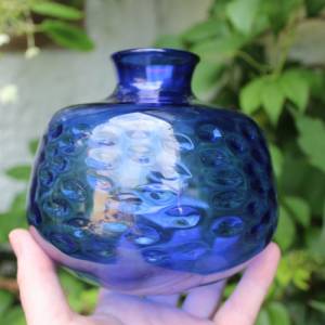 filigrane Vase Blau Glas mundgeblasen Lauscha 60er Jahre Vintage DDR Bild 4