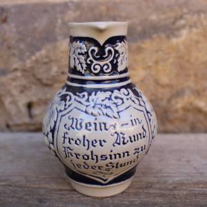 kleiner Weinkrug 0,25 l Trinkspruch Original Gerzit GERZ Bembel Steinzeug Westerwälder Keramik Salzglasur Bild 2