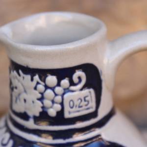 kleiner Weinkrug 0,25 l Trinkspruch Original Gerzit GERZ Bembel Steinzeug Westerwälder Keramik Salzglasur Bild 4