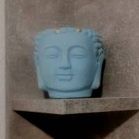 Happy Buddha Blumentopf blau-gold Bild 1