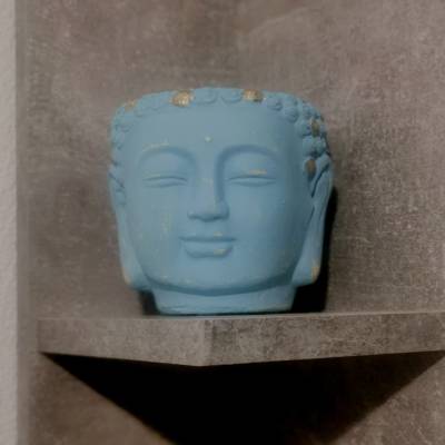 Happy Buddha Blumentopf blau-gold