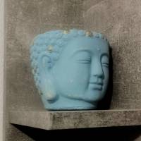 Happy Buddha Blumentopf blau-gold Bild 2