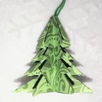 6 Origami Tannenbäume aus Faltpapier grün Weihnachten, Advent, Fest, Anhänger Bild 3