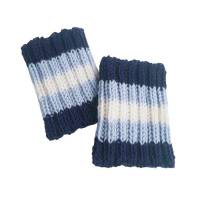 Pulswärmer 100 % Merino-Wolle handgestrickt marineblau, eisblau, weiß gestreift - Damen - Einheitsgröße - Modell 47 Bild 3