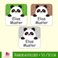 Quadratische Namensaufkleber | Pandabär Bild 1