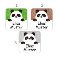Quadratische Namensaufkleber | Pandabär Bild 2