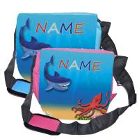Kindergarten Rucksack oder Tasche Motiv Hai mit Name / Personalisierbar / Blau / Rosa Bild 4