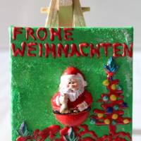 Minibild FROHE WEIHNACHTEN, kleine Collage Weihnachtsdeko mit Nikolaus aus Polyresin, nette Tischdeko oder Gastgeschenk Bild 1