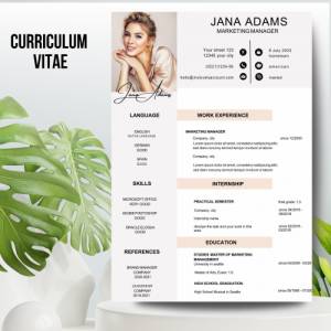 Resume Template Word 2022, Professional CV Template with Photo, Modern Design, Creative Template in english, Word, Pages Bild 4