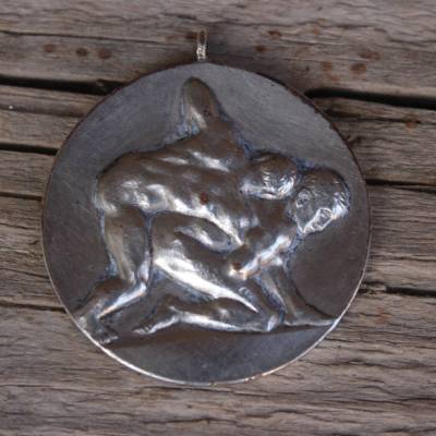 uralter Ringer Orden Medaille Messing versilbert Art Deco 1931