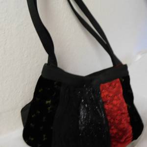 kleine Umhängetasche , Taschen Damen Stoff , Schultertasche schwarz Bild 4