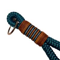 Schlüsselanhänger aus Tau, von AlsterStruppi ⌀10 mm, Länge ca. 12 cm, petrol, dunkelblau, hellblau, Leder Bild 2