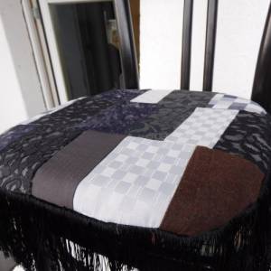 schwarz  graues Patchworkstuhlkissen , Stuhlauflage Bild 1