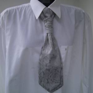 grauer Plastron , graue festliche Krawatte , Hochzeitskrawatte Bild 8