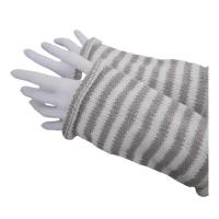 Pulswärmer 100 % Merino-Wolle handgestrickt grau weiß gestreift oder Wunschfarbe - Damen Einheitsgröße - Modell 9 Bild 1