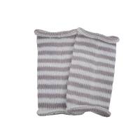 Pulswärmer 100 % Merino-Wolle handgestrickt grau weiß gestreift oder Wunschfarbe - Damen Einheitsgröße - Modell 9 Bild 5