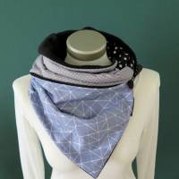 Wickelschal mit Knopf Damen Fleece Patchwork warmer Schal Bild 1